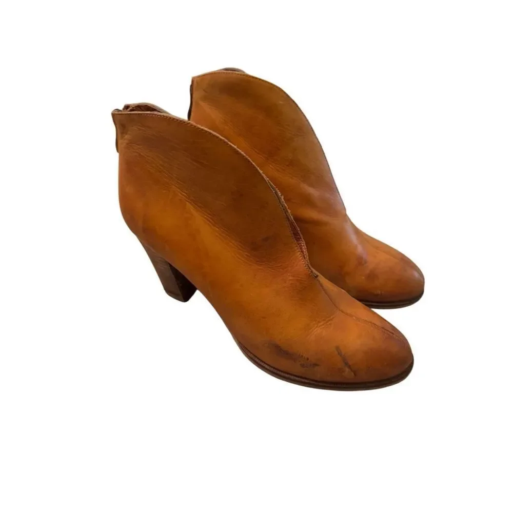 Antelope Tan Leather Ankle Booties